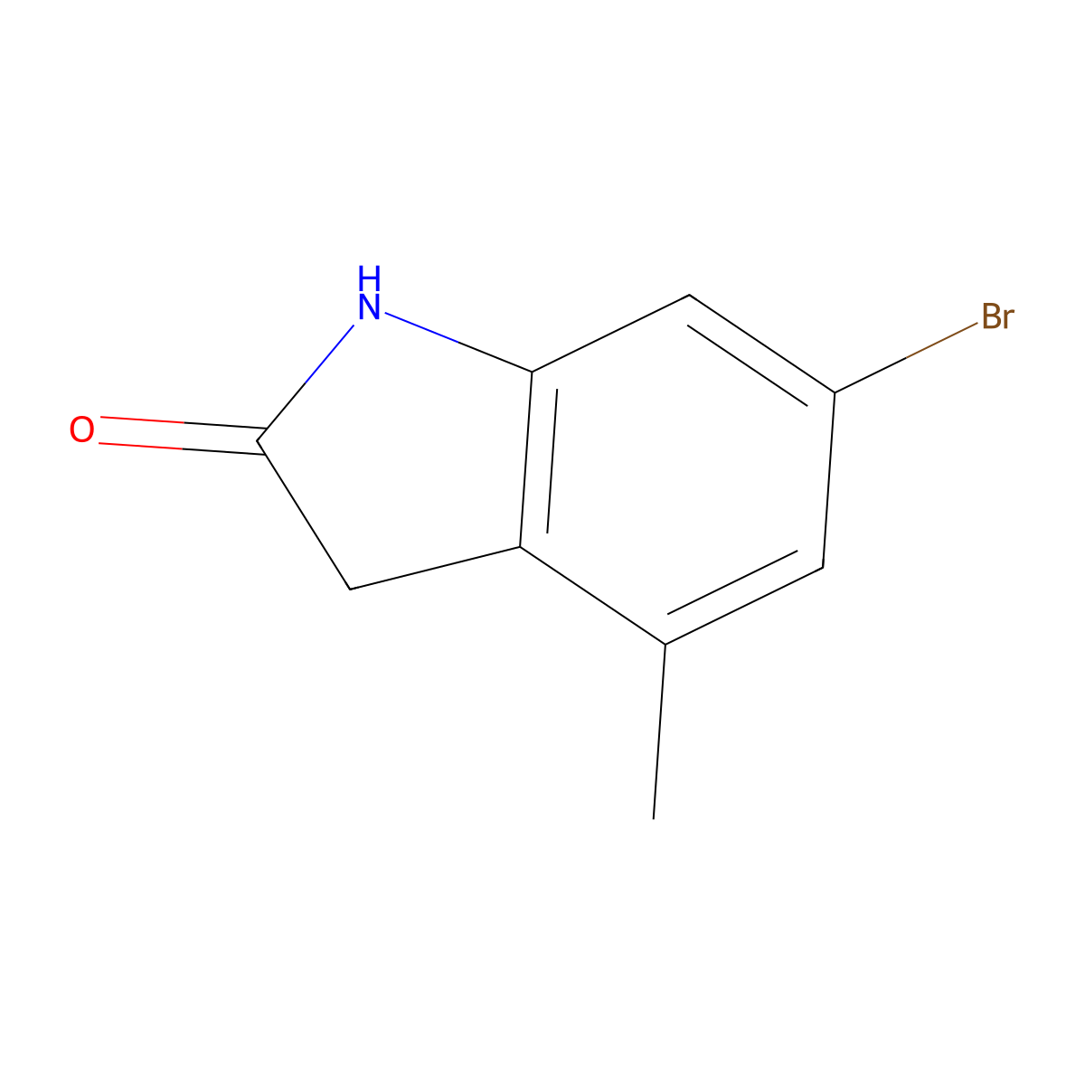 6-Bromo-4-methylindolin-2-one molecular structure, CAS 2383730-38-7