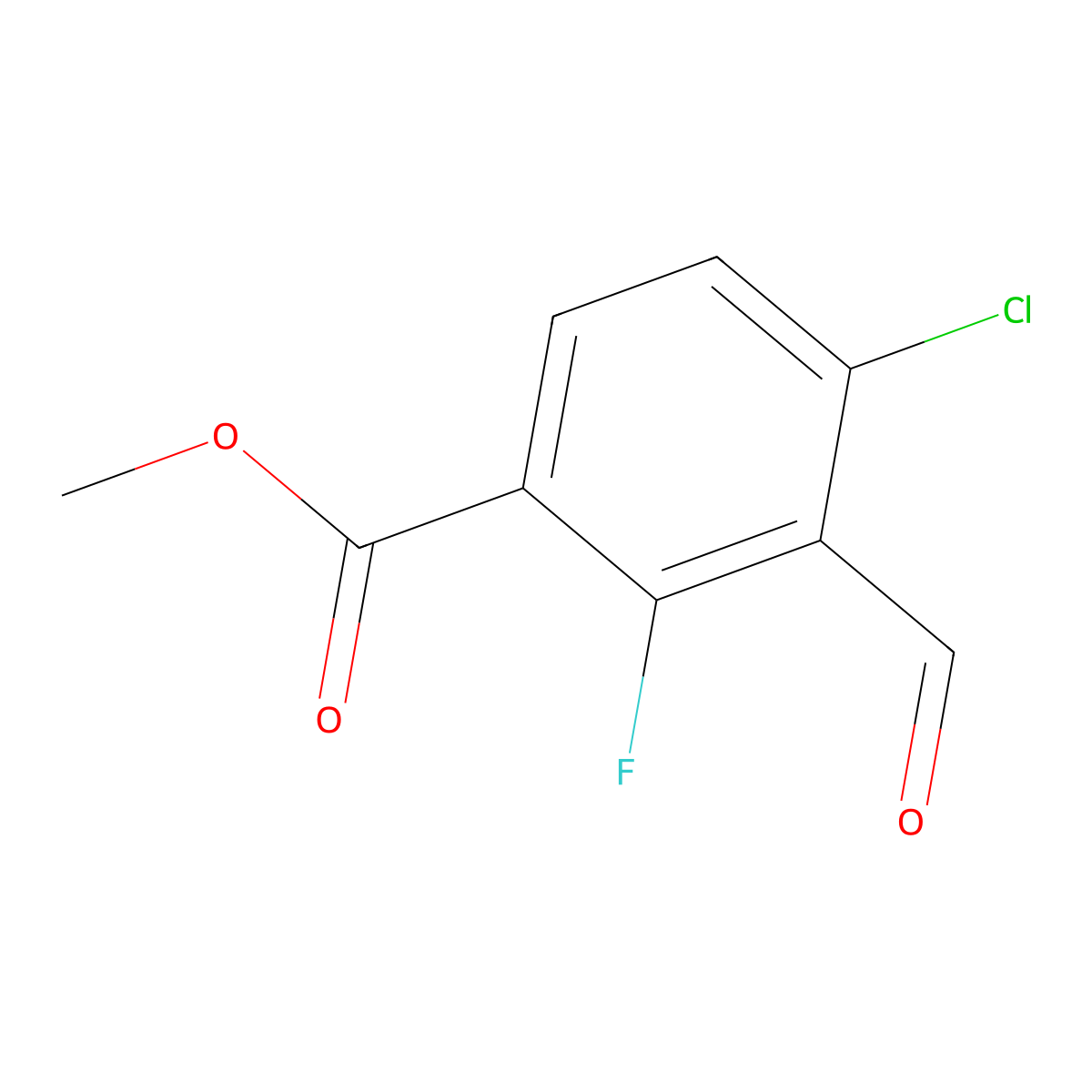 Methyl 4-chloro-2-fluoro-3-formylbenzoate molecular structure, CAS 2383734-28-7