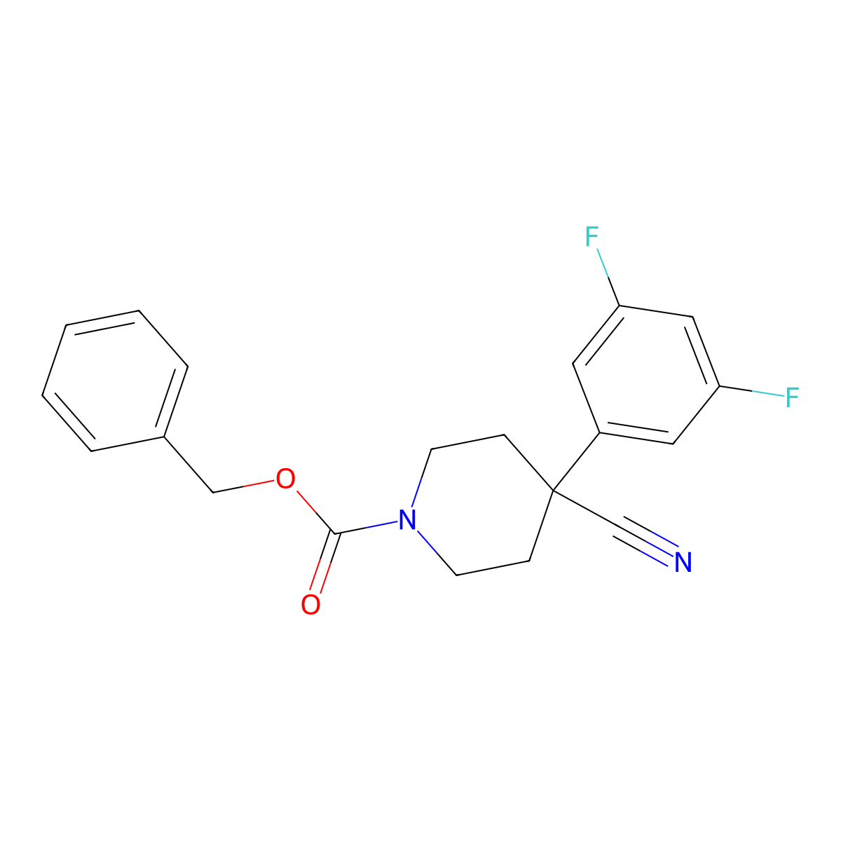 Benzyl 4-cyano-4-(3,5-difluorophenyl)piperidine-1-carboxylate molecular structure, CAS 2383742-12-7