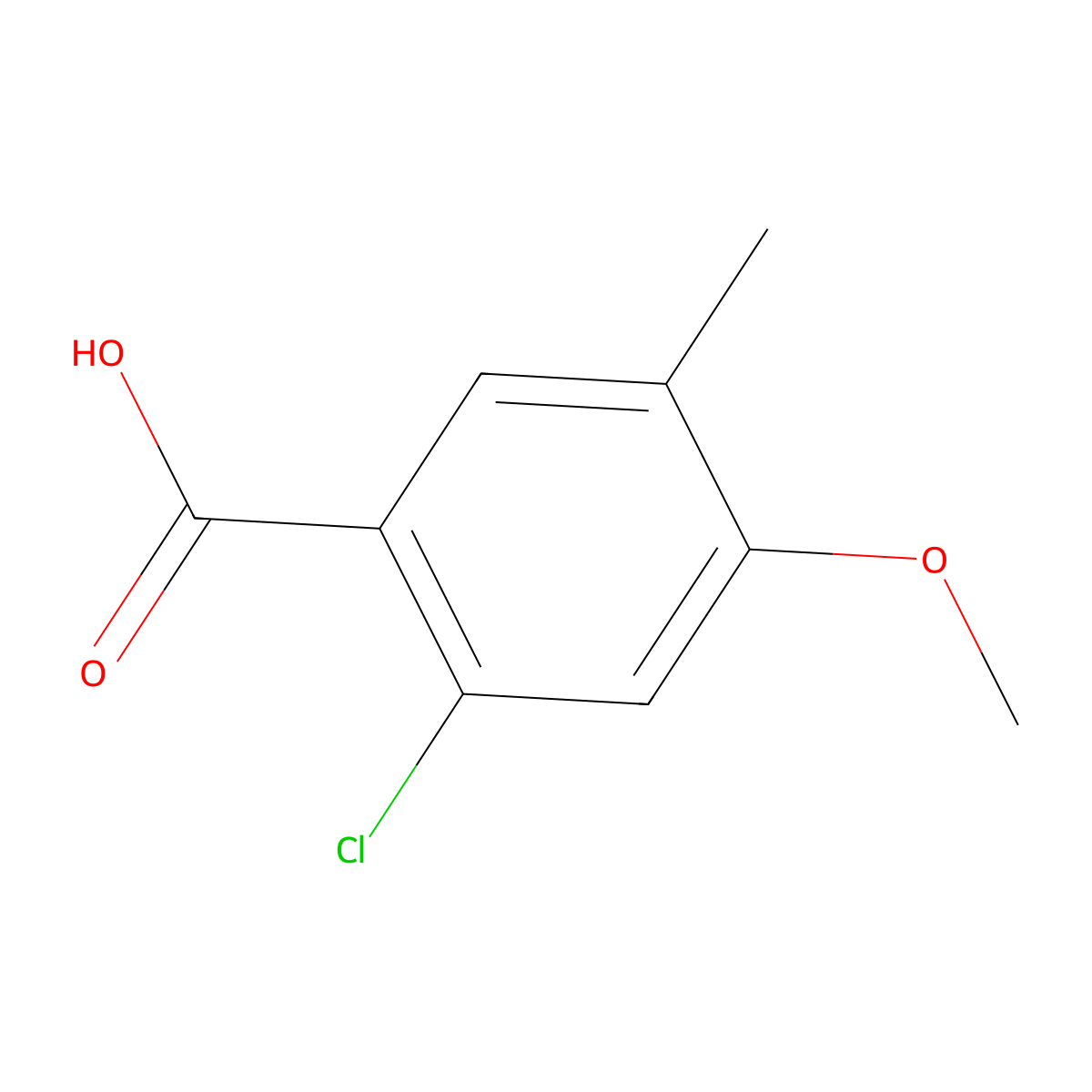 2-Chloro-4-methoxy-5-methylbenzoic acid molecular structure, CAS 2383747-19-9