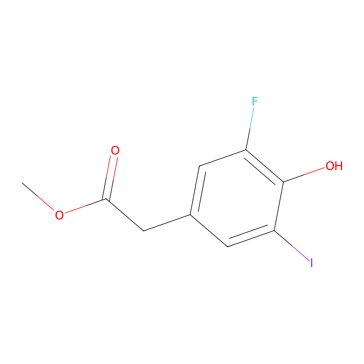 Methyl 2-(3-fluoro-4-hydroxy-5-iodophenyl)acetate molecular structure, CAS 2383753-99-7