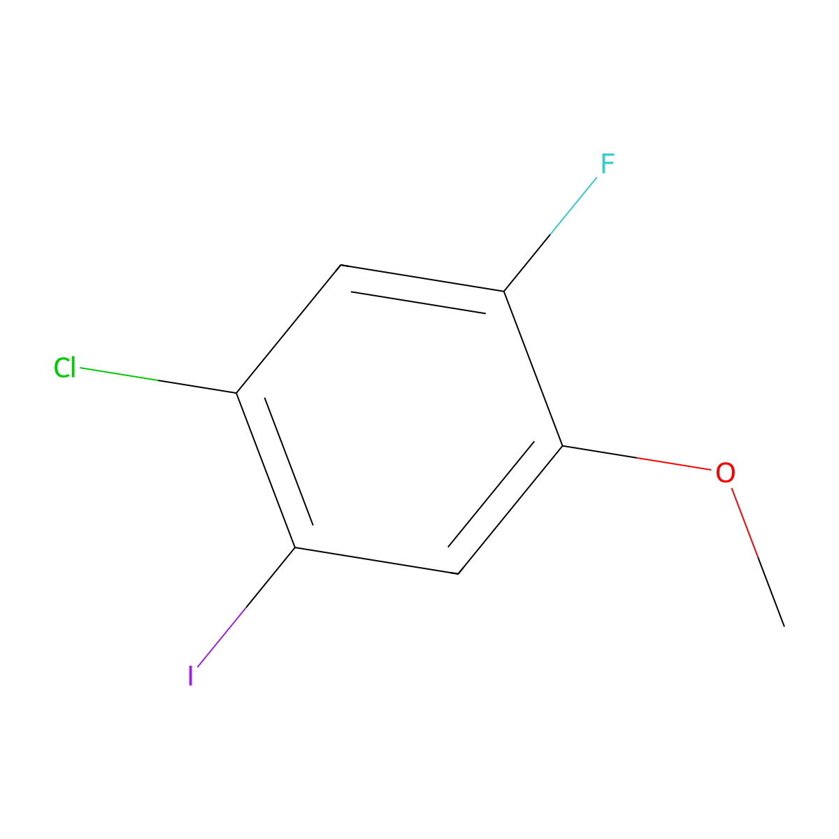 1-Chloro-5-fluoro-2-iodo-4-methoxybenzene molecular structure, CAS 2383754-49-0