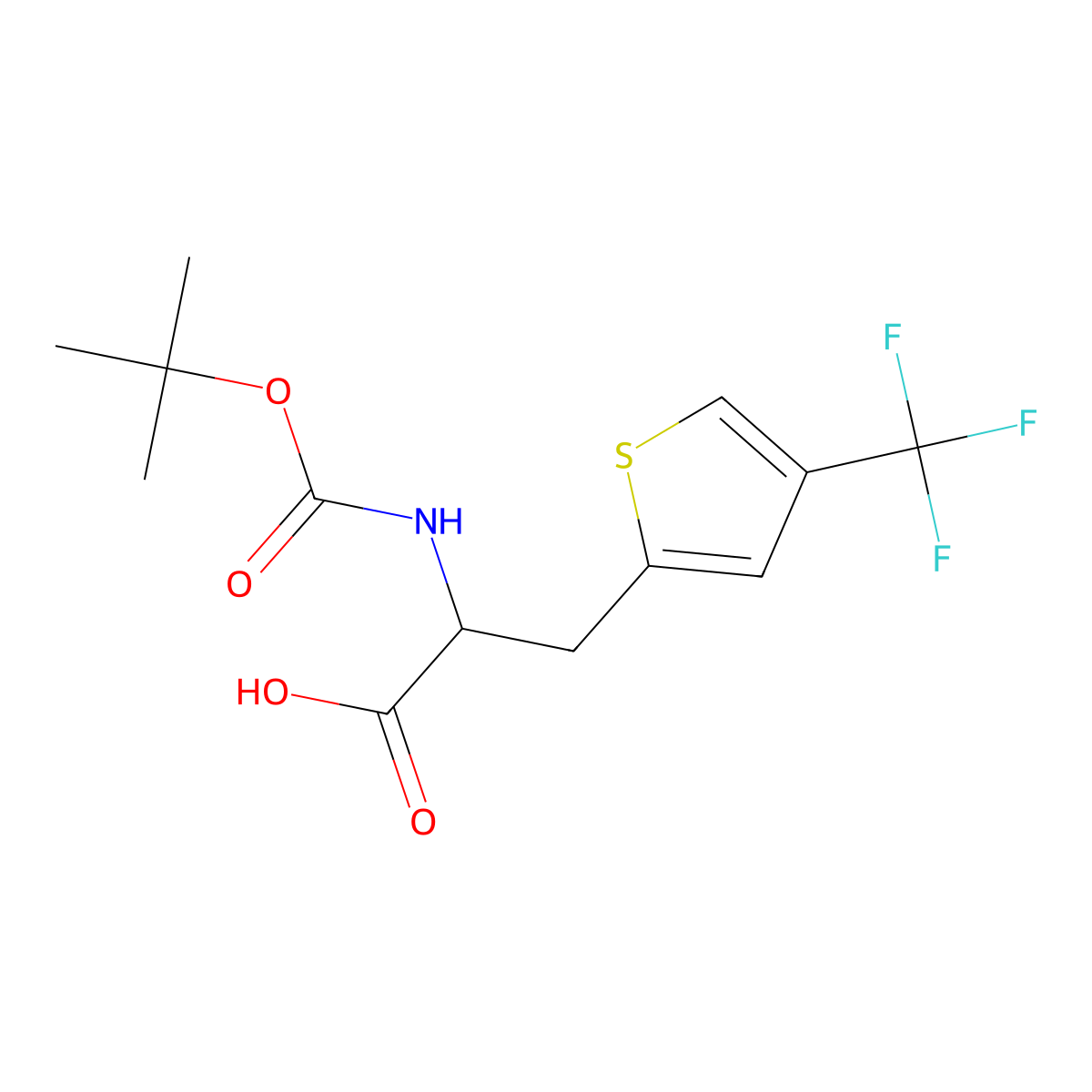 2-{[(Tert-butoxy)carbonyl]amino}-3-[4-(trifluoromethyl)thiophen-2-yl]propanoic acid molecular structure, CAS 2383761-02-0