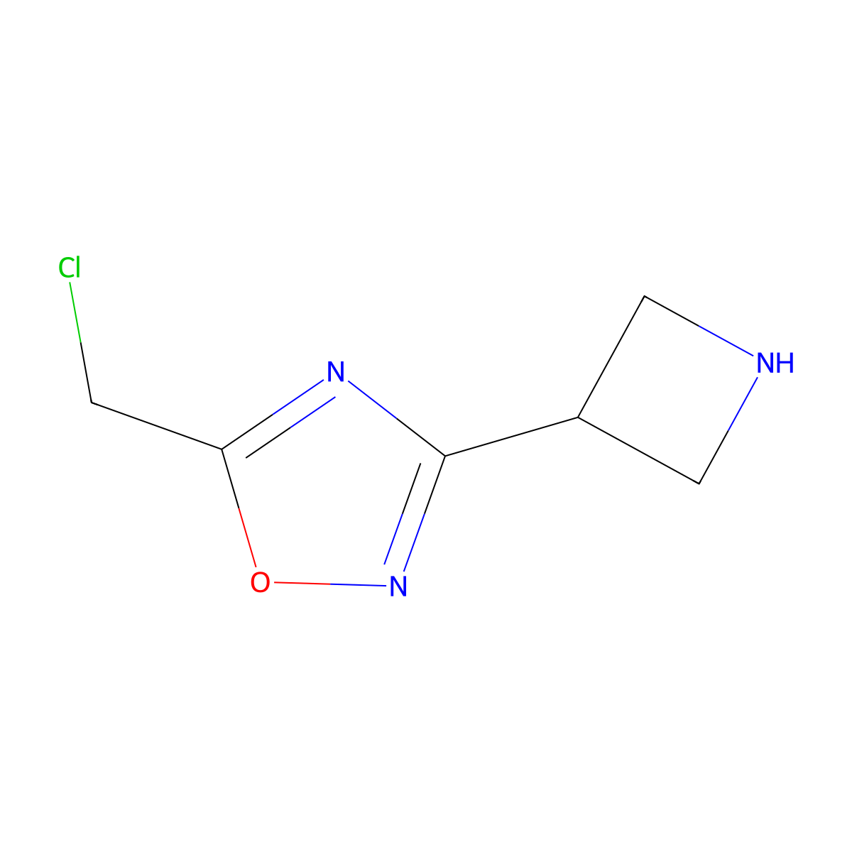 3-(Azetidin-3-yl)-5-(chloromethyl)-1,2,4-oxadiazole molecular structure, CAS 2383765-42-0