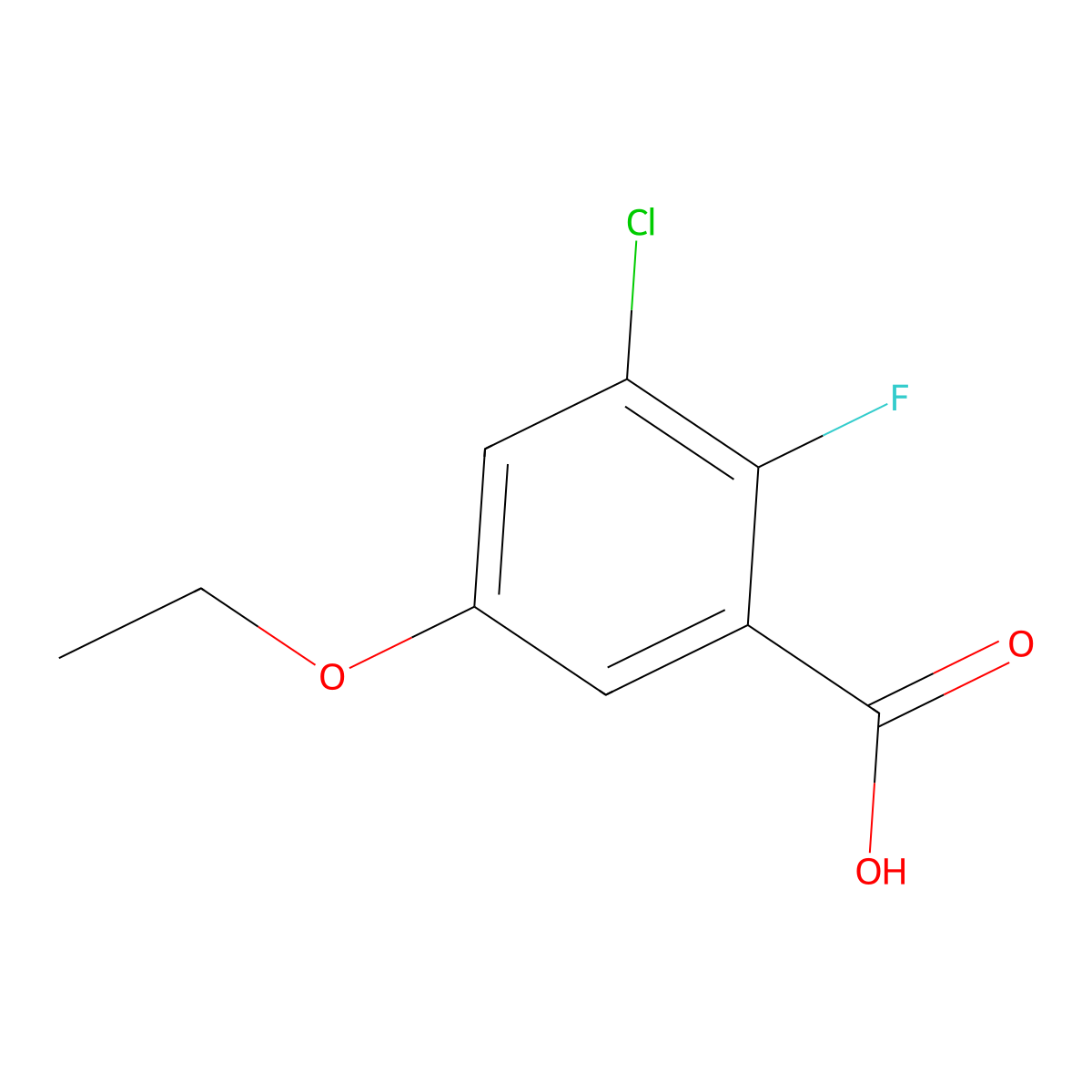 3-Chloro-5-ethoxy-2-fluorobenzoic acid molecular structure, CAS 2383768-09-8