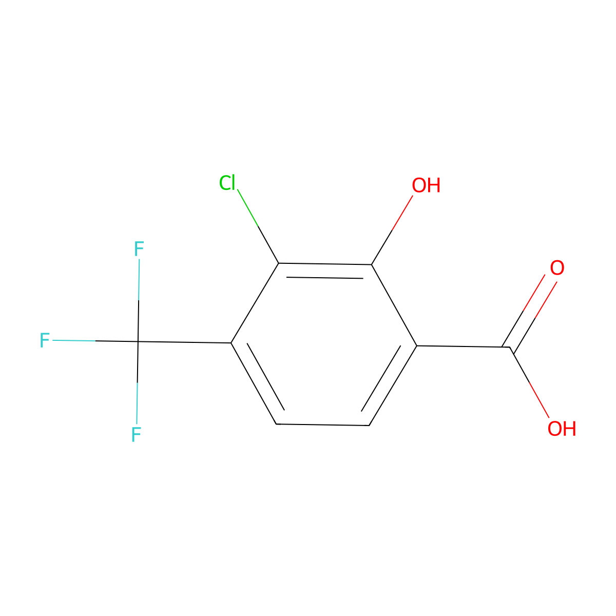 3-Chloro-2-hydroxy-4-(trifluoromethyl)benzoic acid molecular structure, CAS 2383771-33-1