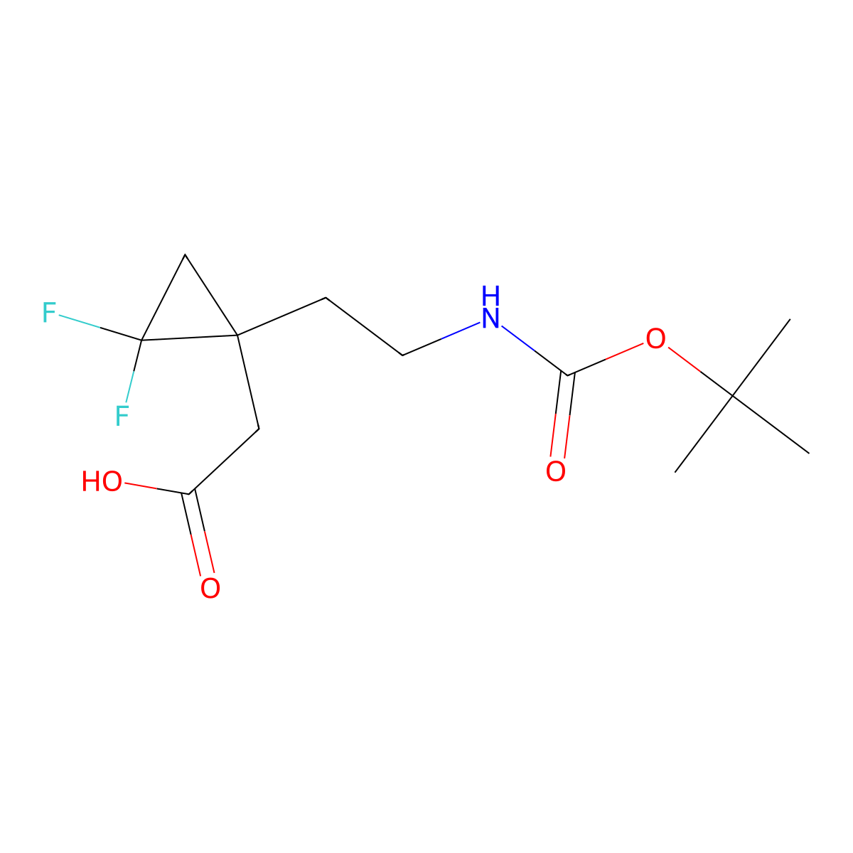 2-[1-(2-{[(Tert-butoxy)carbonyl]amino}ethyl)-2,2-difluorocyclopropyl]acetic acid molecular structure, CAS 2383772-21-0