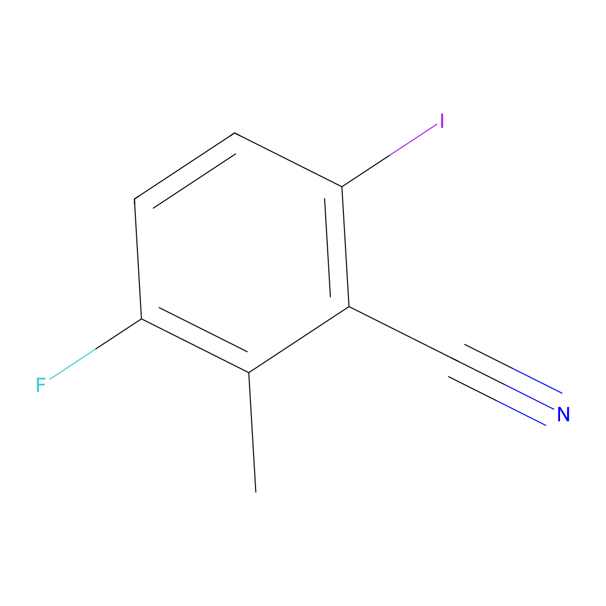 3-Fluoro-6-iodo-2-methylbenzonitrile molecular structure, CAS 2383774-80-7