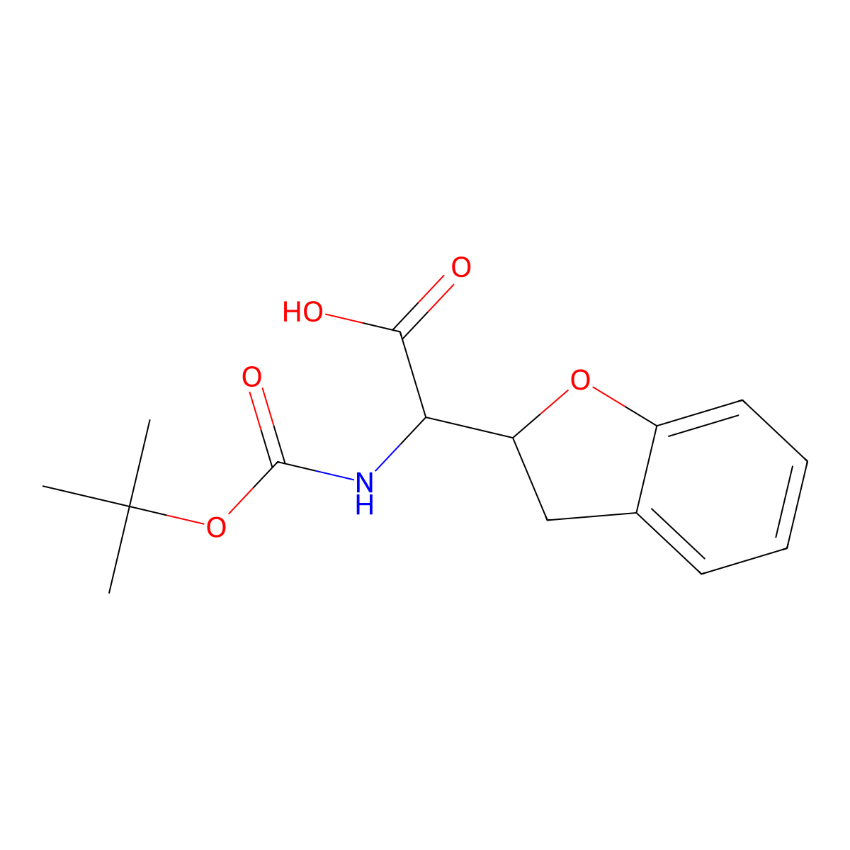 2-{[(Tert-butoxy)carbonyl]amino}-2-(2,3-dihydro-1-benzofuran-2-yl)aceticacid molecular structure, CAS 2383775-56-0