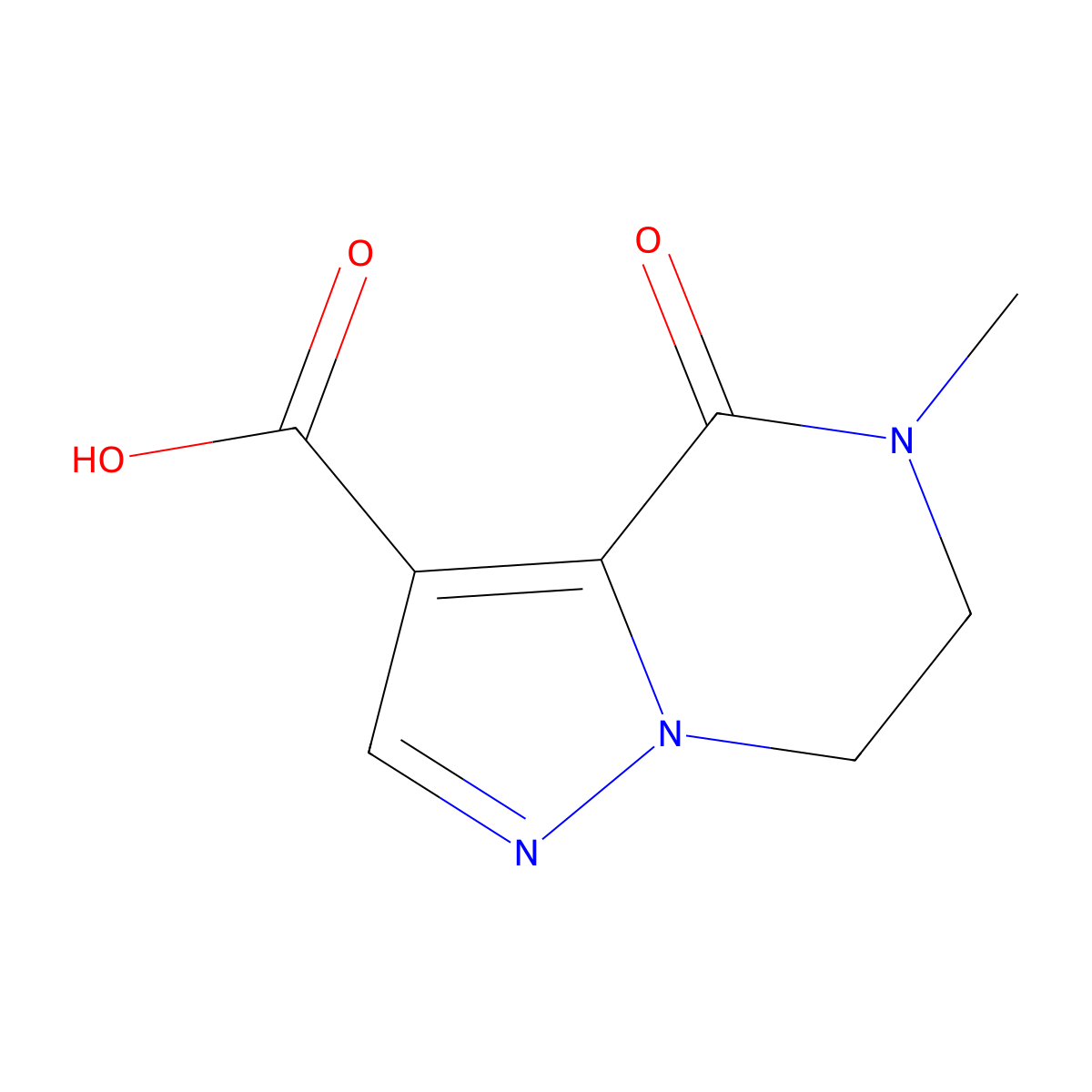 5-methyl-4-oxo-4H,5H,6H,7H-pyrazolo[1,5-a]pyrazine-3-carboxylic acid molecular structure, CAS 2383776-99-4