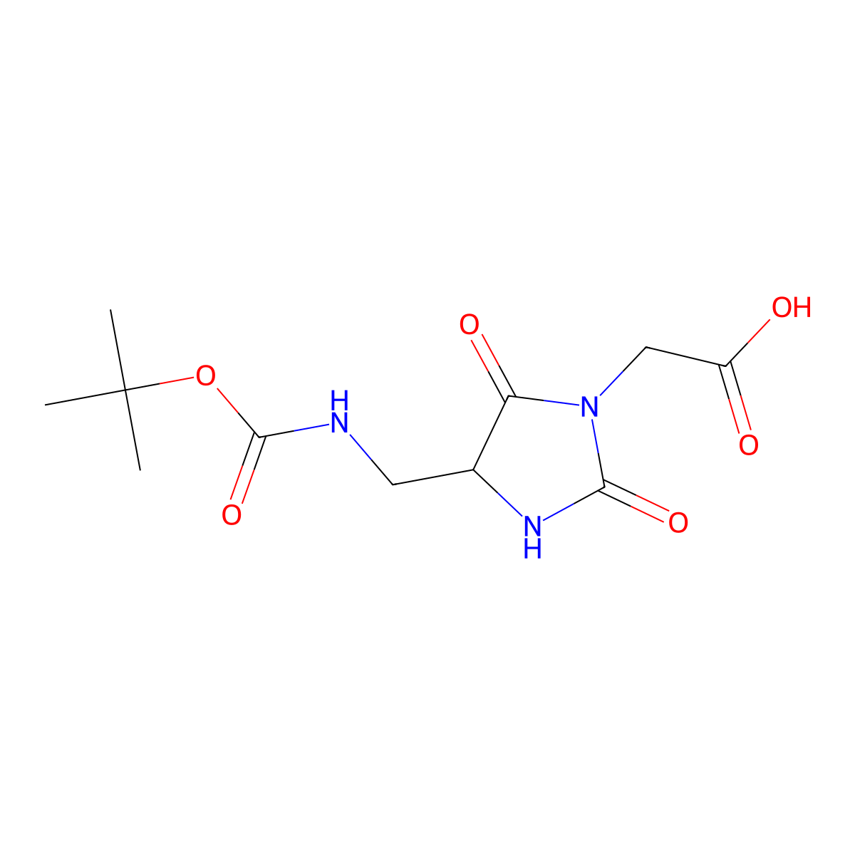 2-[4-({[(Tert-butoxy)carbonyl]amino}methyl)-2,5-dioxoimidazolidin-1-yl]acetic acid molecular structure, CAS 2383781-77-7