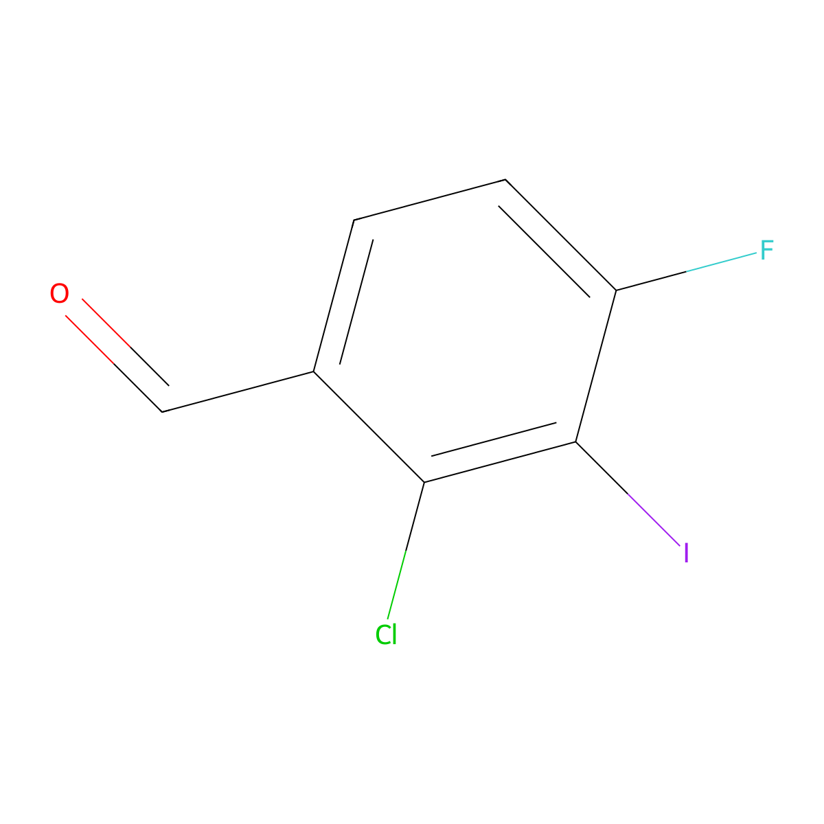 2-Chloro-4-fluoro-3-iodobenzaldehyde molecular structure, CAS 2383782-55-4