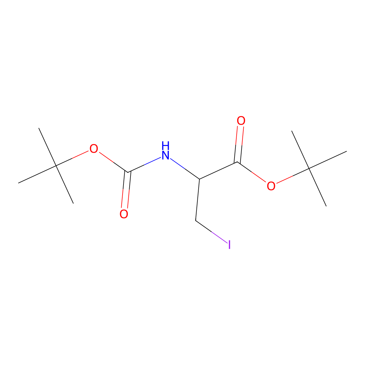 Alanine, N-[(1,1-dimethylethoxy)carbonyl]-3-iodo-, 1,1-dimethylethyl ester molecular structure, CAS 2383784-89-0
