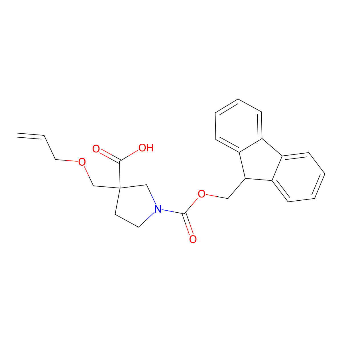 1-{[(9H-fluoren-9-yl)methoxy]carbonyl}-3-[(prop-2-en-1-yloxy)methyl]pyrrolidine-3-carboxylic acid molecular structure, CAS 2383785-26-8