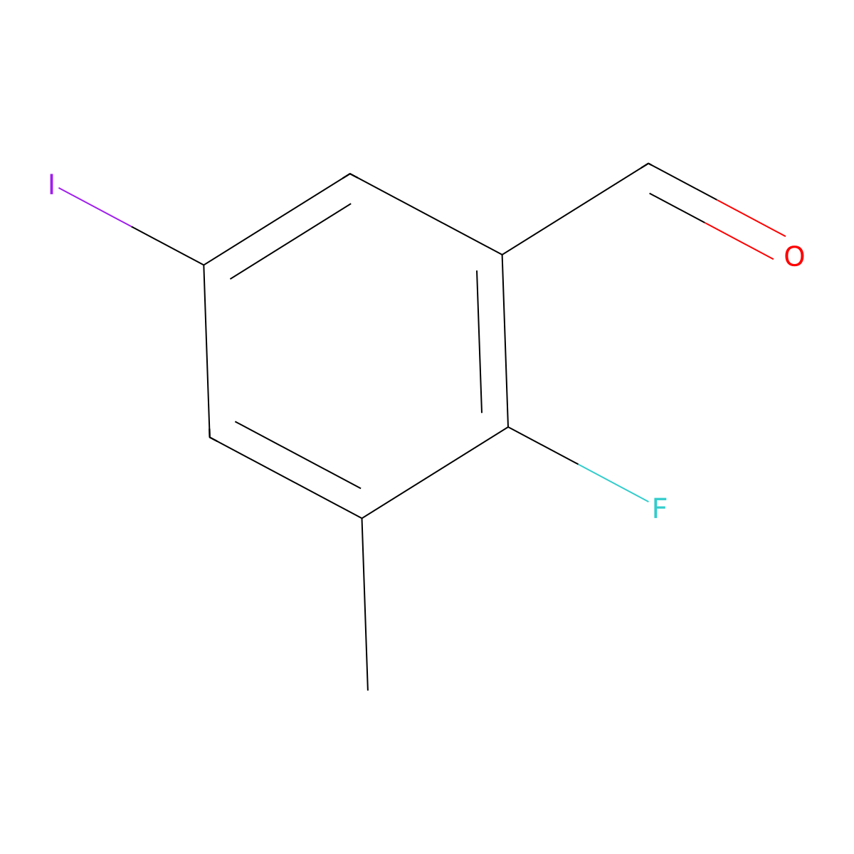 2-Fluoro-5-iodo-3-methylbenzaldehyde molecular structure, CAS 2383786-56-7
