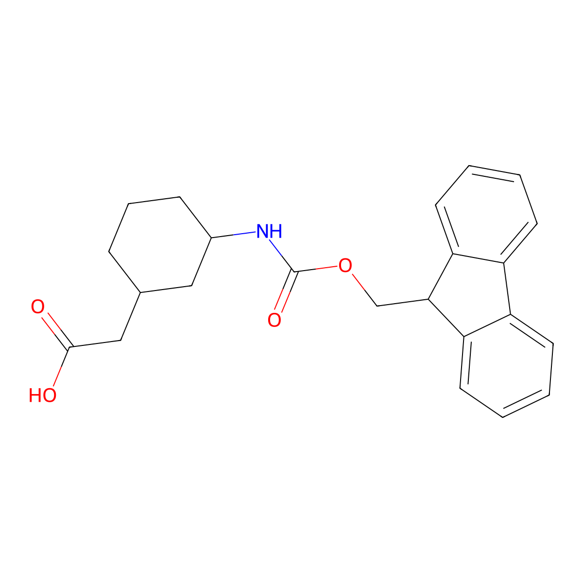 2-[3-({[(9H-fluoren-9-yl)methoxy]carbonyl}amino)cyclohexyl]acetic acid molecular structure, CAS 2383788-30-3
