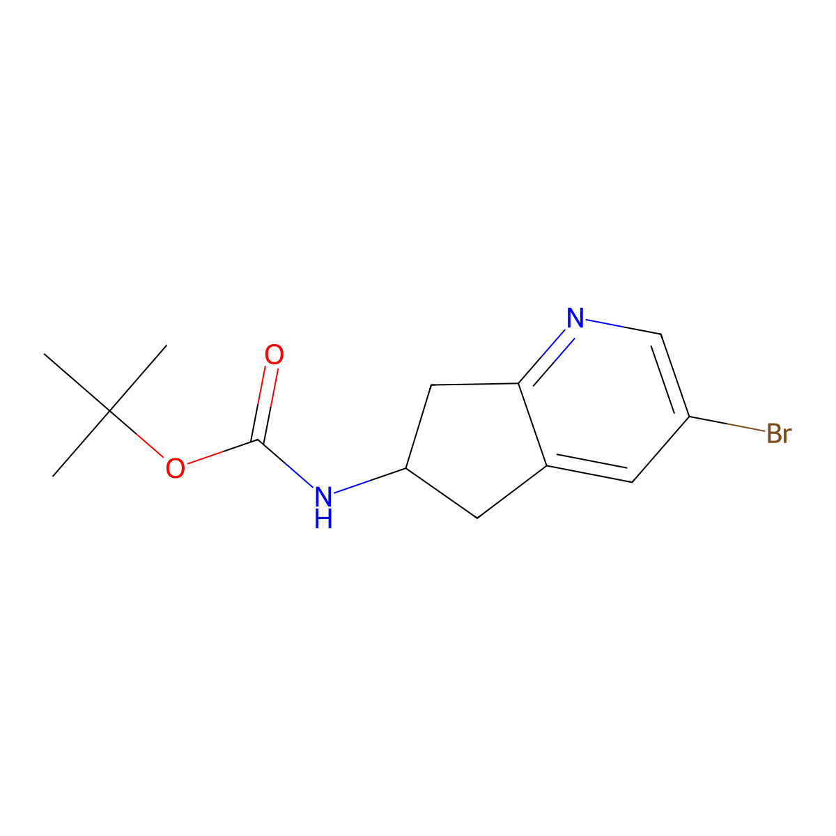 tert-butyl N-{3-bromo-5H,6H,7H-cyclopenta[b]pyridin-6-yl}carbamate molecular structure, CAS 2383793-82-4