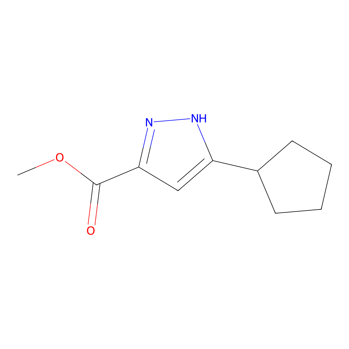 methyl 5-cyclopentyl-1H-pyrazole-3-carboxylate molecular structure, CAS 2383794-39-4