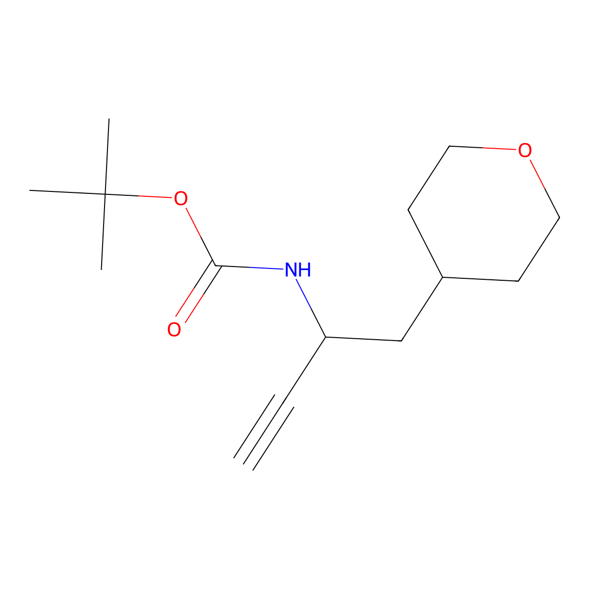tert-butyl N-[1-(oxan-4-yl)but-3-yn-2-yl]carbamate molecular structure, CAS 2383794-89-4