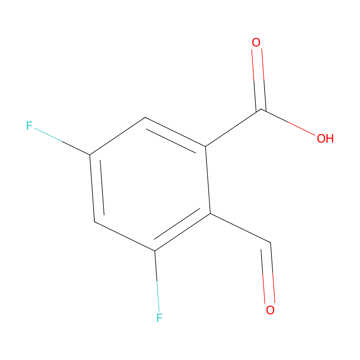 3,5-Difluoro-2-formylbenzoic acid molecular structure, CAS 2383800-11-9