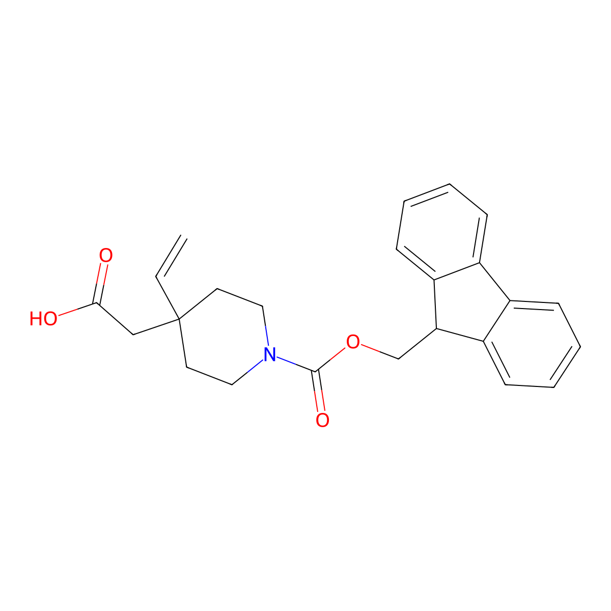2-(4-ethenyl-1-{[(9H-fluoren-9-yl)methoxy]carbonyl}piperidin-4-yl)acetic acid molecular structure, CAS 2383803-33-4