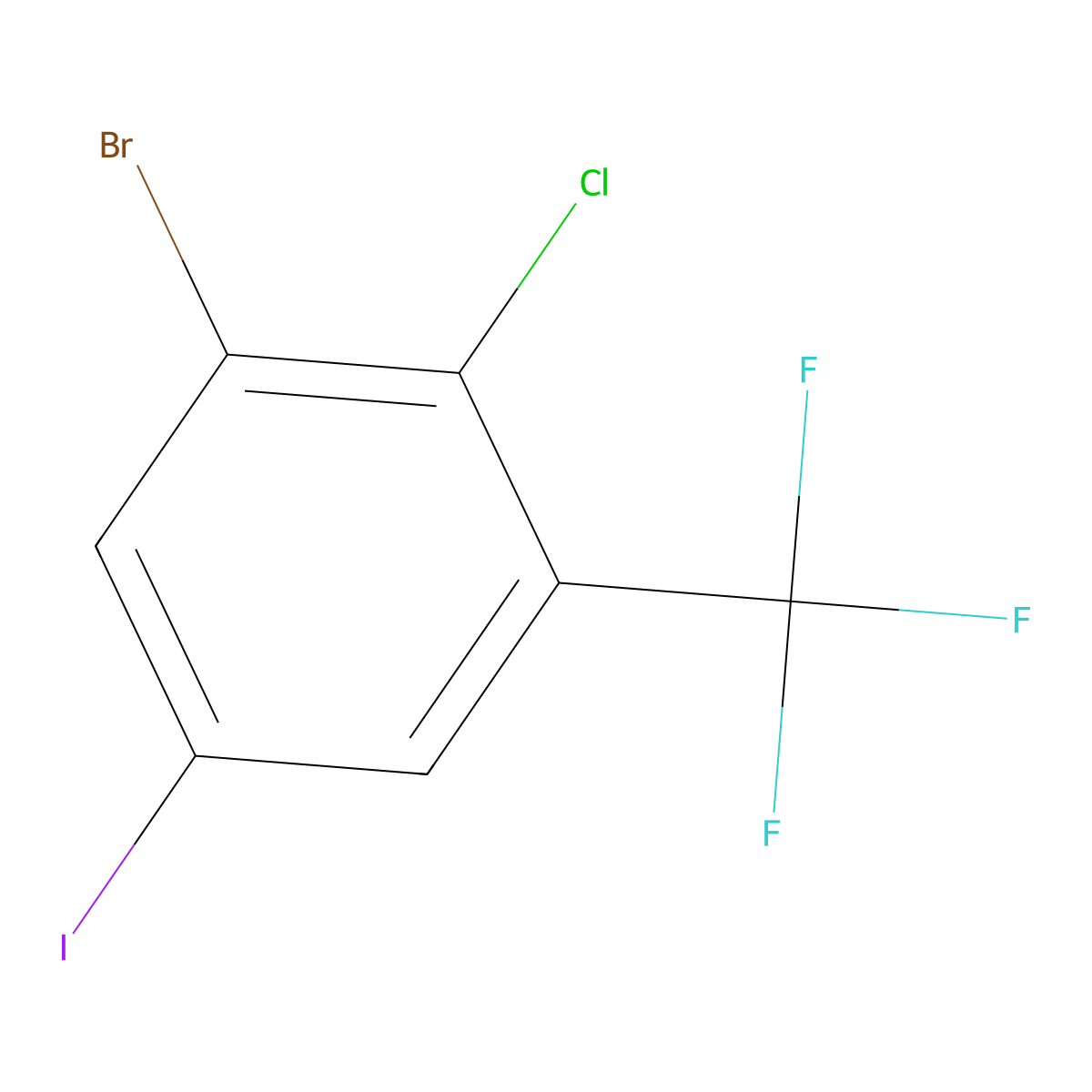 1-Bromo-2-chloro-5-iodo-3-(trifluoromethyl)benZene molecular structure, CAS 2383805-40-9
