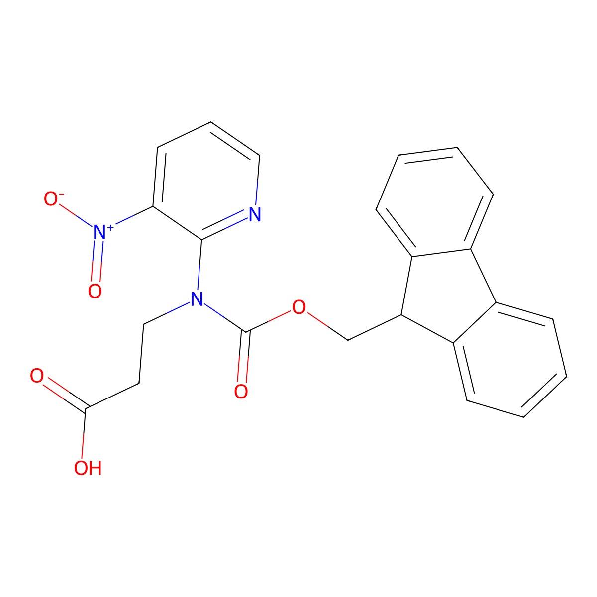 3-({[(9H-fluoren-9-yl)methoxy]carbonyl}(3-nitropyridin-2-yl)amino)propanoic acid molecular structure, CAS 2383818-60-6