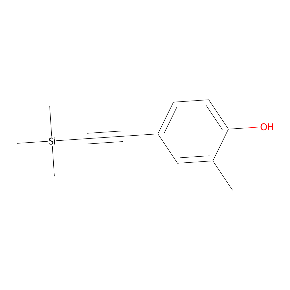 2-Methyl-4-((trimethylsilyl)ethynyl)phenol molecular structure, CAS 2383826-25-1