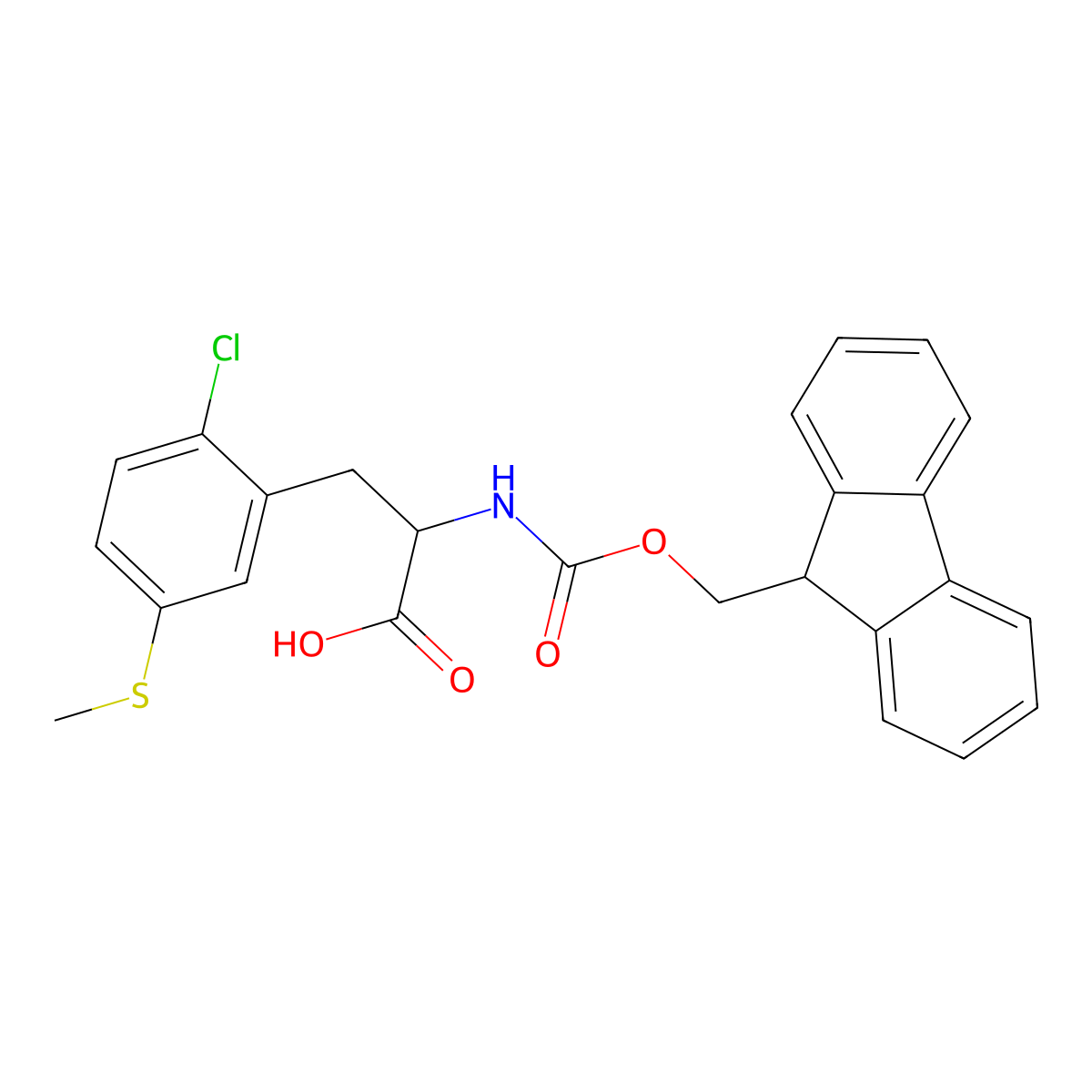 3-[2-chloro-5-(methylsulfanyl)phenyl]-2-({[(9H-fluoren-9-yl)methoxy]carbonyl}amino)propanoic acid molecular structure, CAS 2383826-78-4