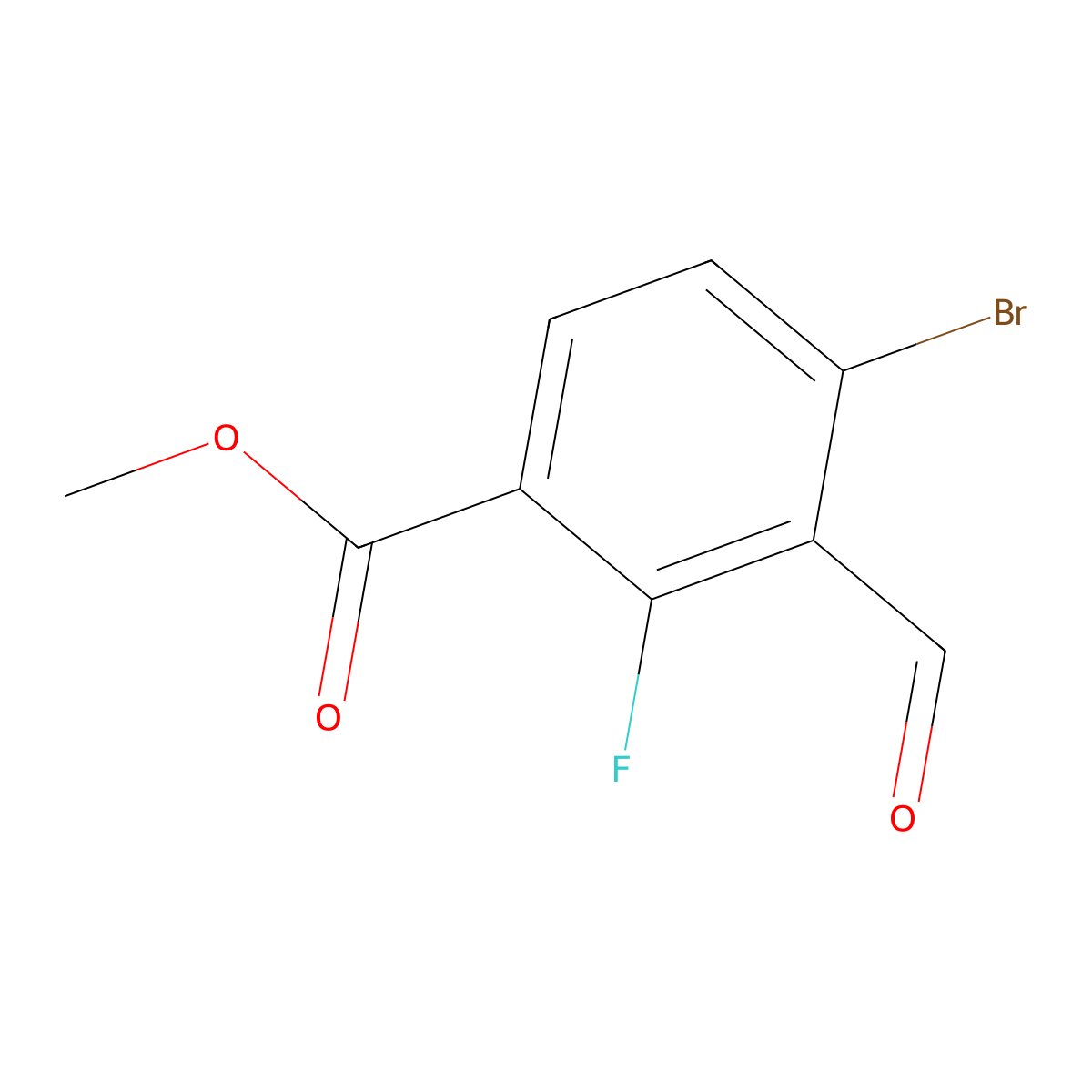 Methyl 4-bromo-2-fluoro-3-formylbenzoate molecular structure, CAS 2383830-99-5
