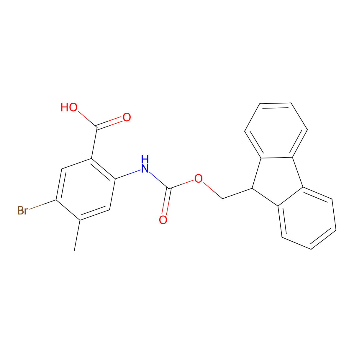 5-bromo-2-({[(9H-fluoren-9-yl)methoxy]carbonyl}amino)-4-methylbenzoic acid molecular structure, CAS 2383835-87-6