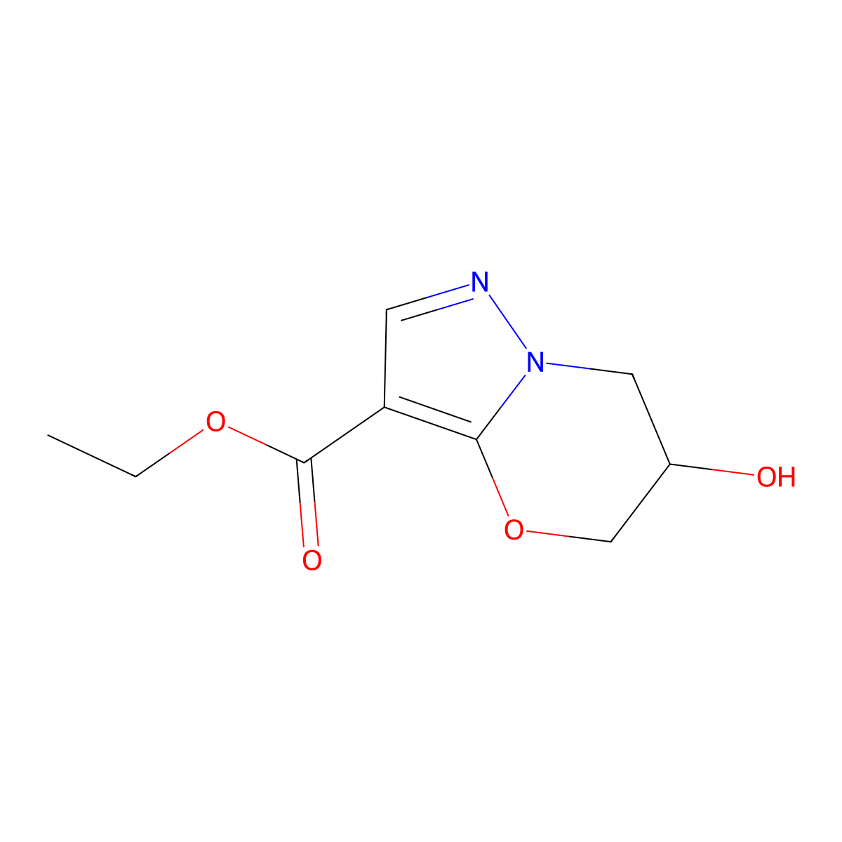 ethyl6-hydroxy-5H,6H,7H-pyrazolo[3,2-b][1,3]oxazine-3-carboxylate molecular structure, CAS 2383841-39-0