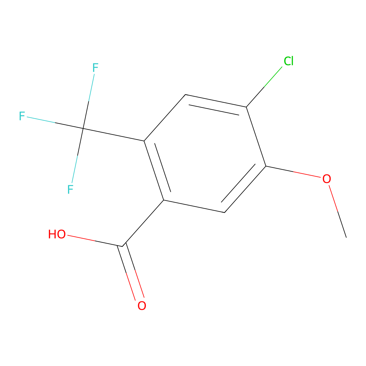 4-Chloro-5-methoxy-2-(trifluoromethyl)benzoic acid molecular structure, CAS 2383858-06-6