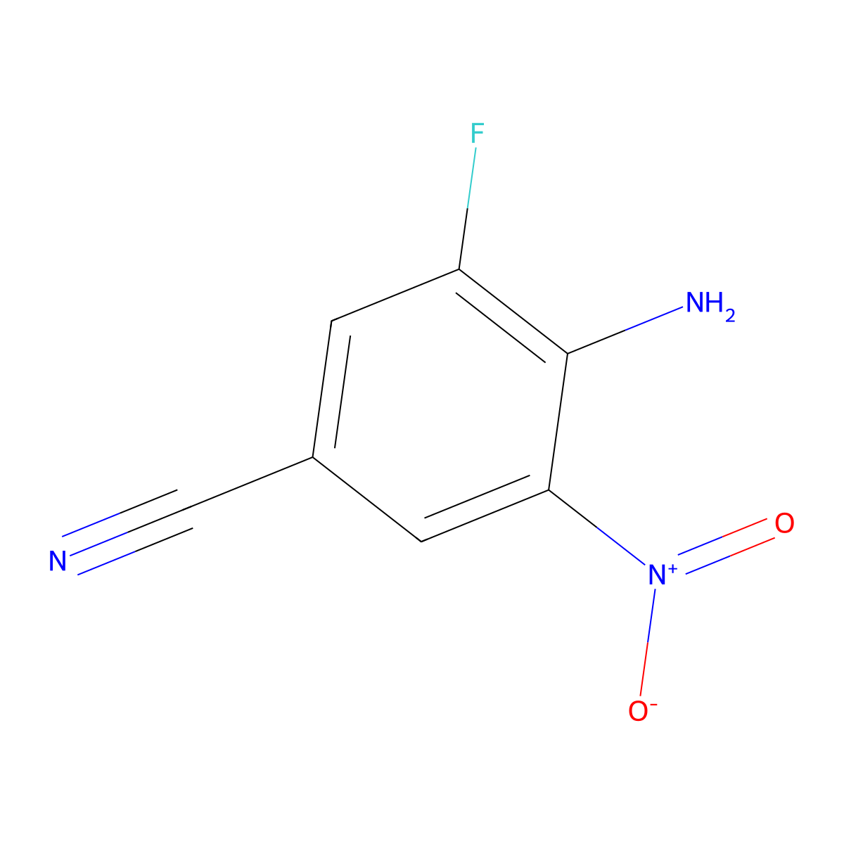 4-Amino-3-fluoro-5-nitro-benzonitrile molecular structure, CAS 2383868-14-0