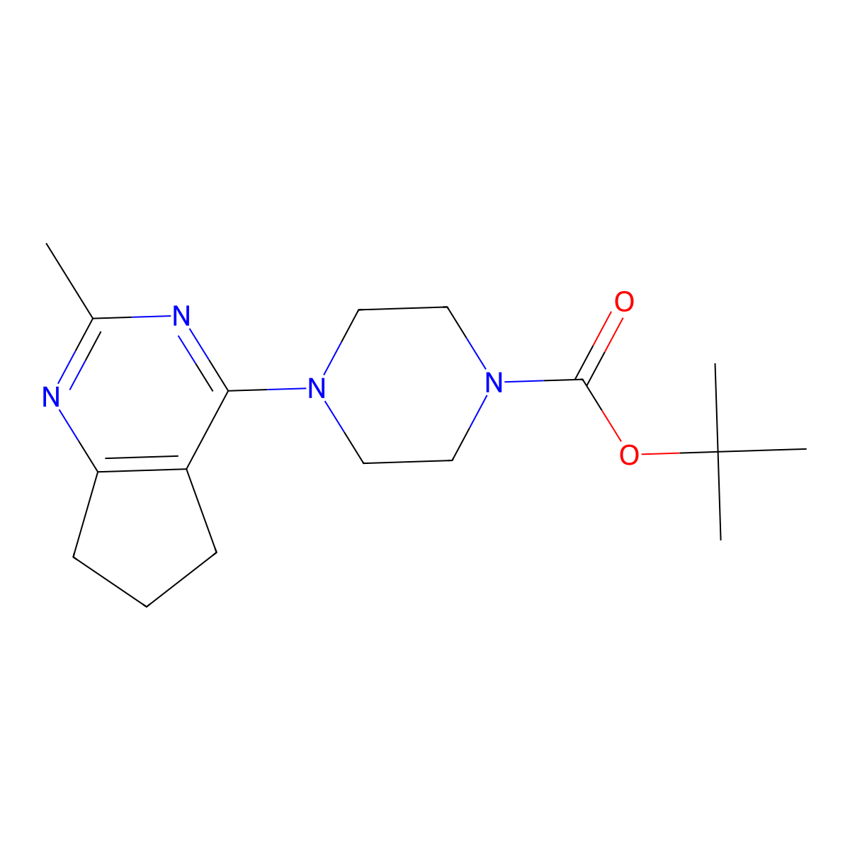 tert-butyl 4-{2-methyl-5H,6H,7H-cyclopenta[d]pyrimidin-4-yl}piperazine-1-carboxylate molecular structure, CAS 2383871-26-7
