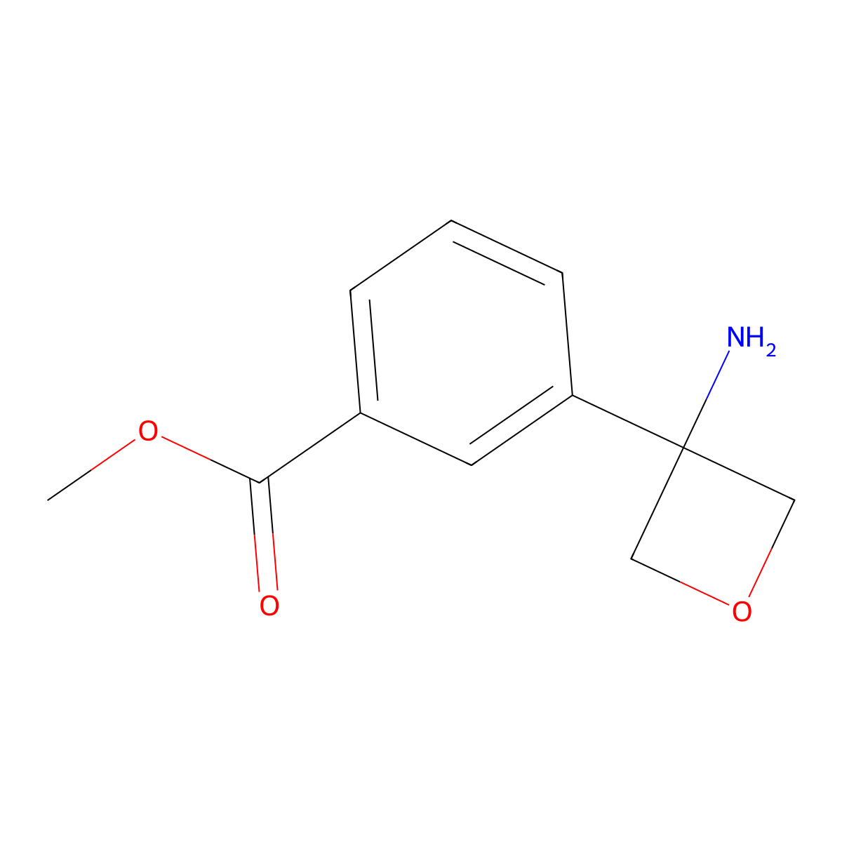 Methyl 3-(3-aminooxetan-3-yl)benzoate molecular structure, CAS 2383874-53-9