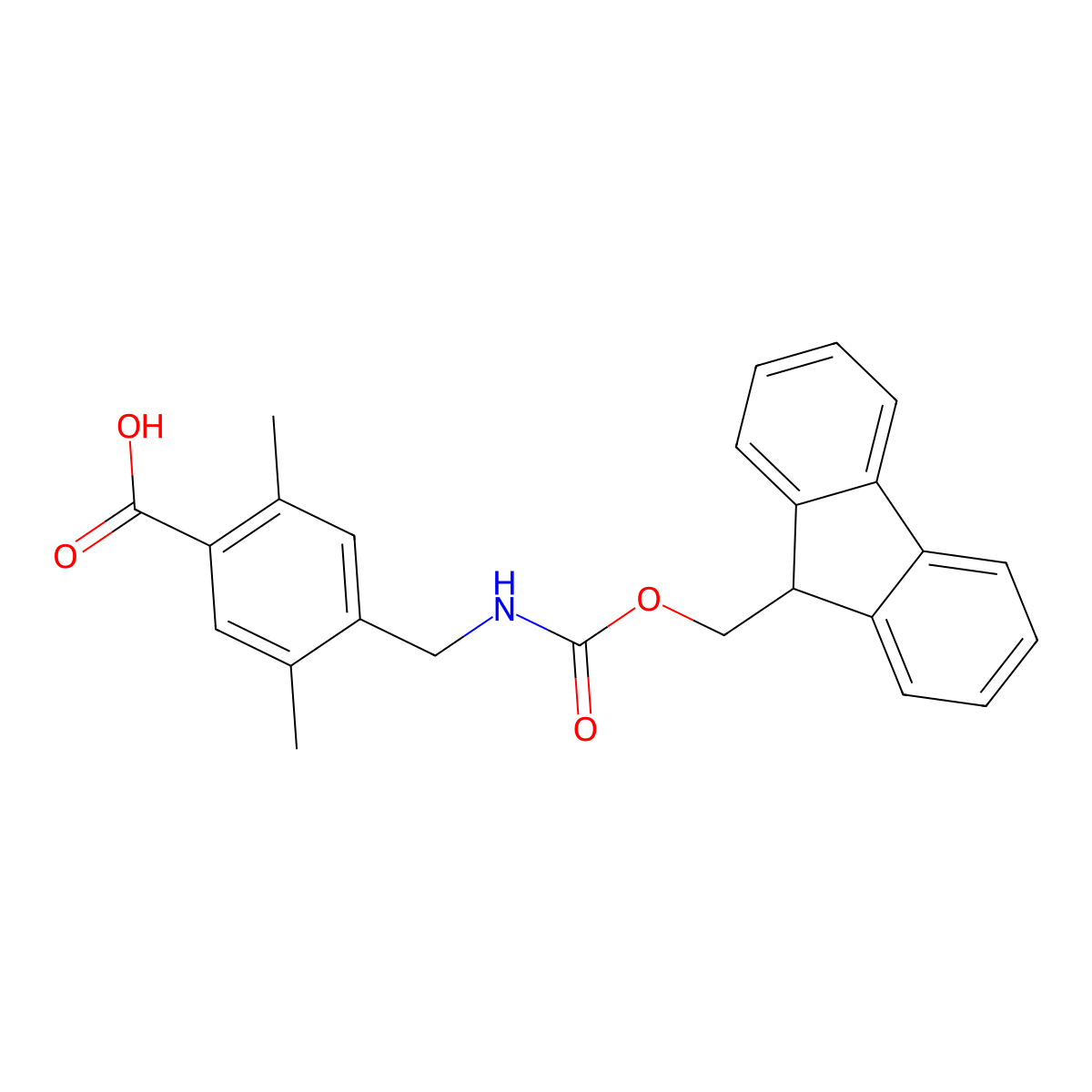 4-[({[(9H-fluoren-9-yl)methoxy]carbonyl}amino)methyl]-2,5-dimethylbenzoic acid molecular structure, CAS 2383884-53-3