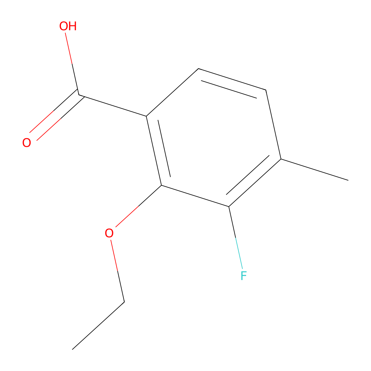 2-Ethoxy-3-fluoro-4-methylbenzoic acid molecular structure, CAS 2383889-03-8