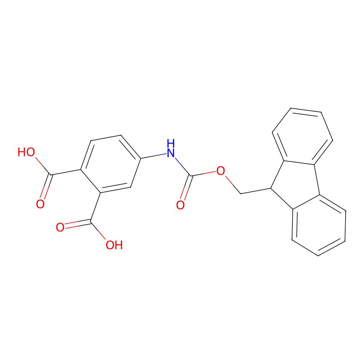 4-({[(9H-fluoren-9-yl)methoxy]carbonyl}amino)benzene-1,2-dicarboxylic acid molecular structure, CAS 2383895-38-1