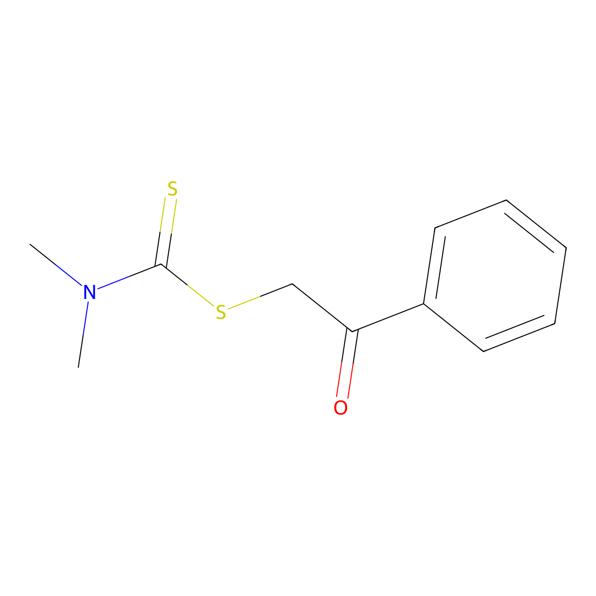 2-Oxo-2-phenylethyl dimethylcarbamodithioate molecular structure, CAS 23839-34-1