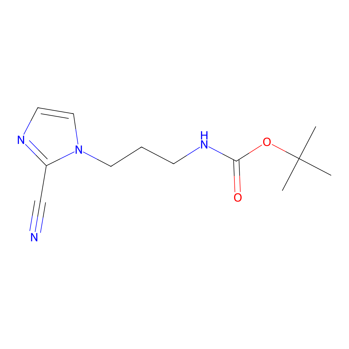 tert-butyl N-[3-(2-cyano-1H-imidazol-1-yl)propyl]carbamate molecular structure, CAS 2383901-32-2