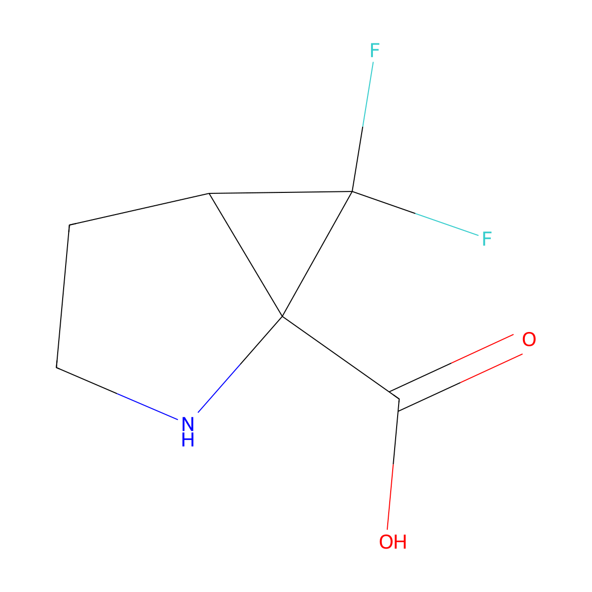 6,6-Difluoro-2-azabicyclo[3.1.0]hexane-1-carboxylic acid molecular structure, CAS 2383902-63-2
