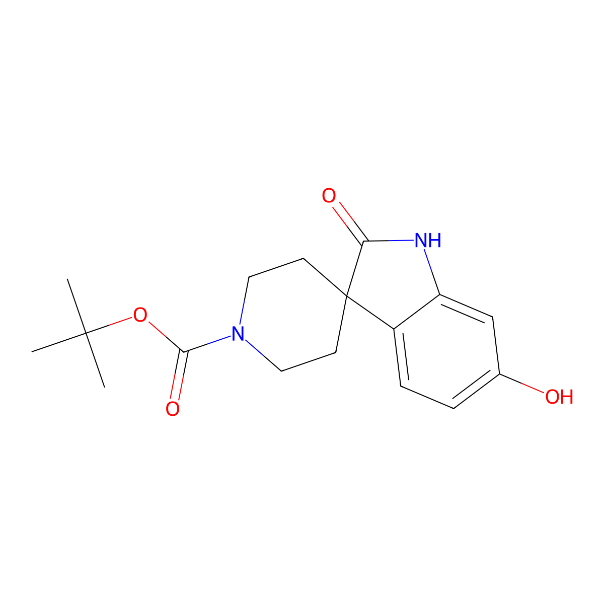 tert-Butyl 6-hydroxy-2-oxospiro[indoline-3,4'-piperidine]-1'-carboxylate molecular structure, CAS 2383903-89-5