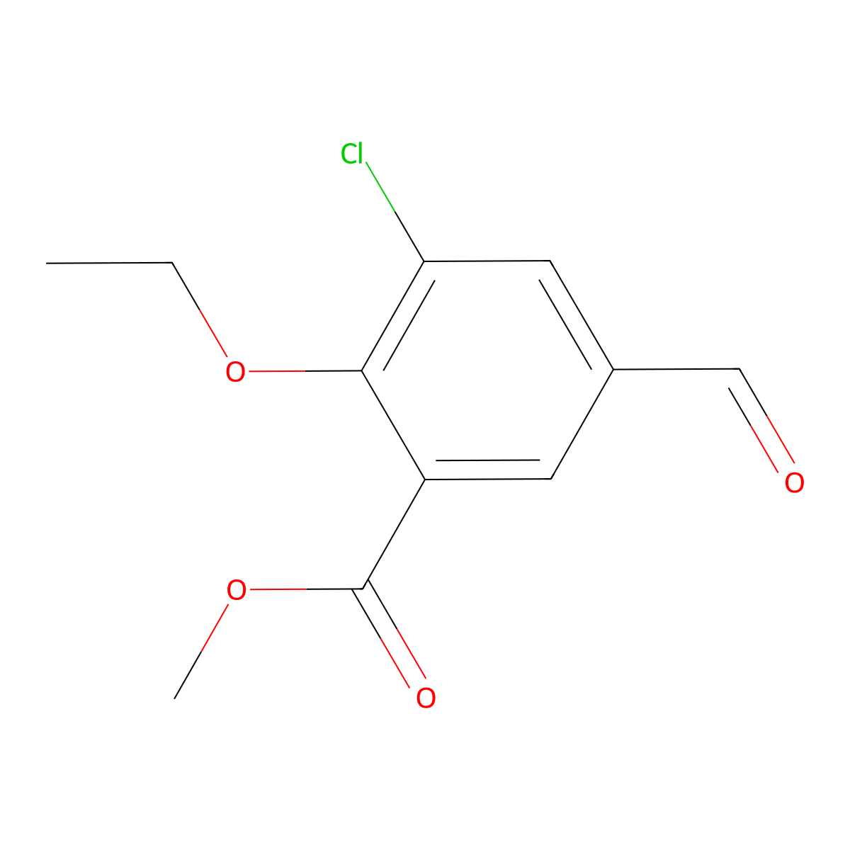 Methyl 3-chloro-2-ethoxy-5-formylbenzoate molecular structure, CAS 2383908-21-0