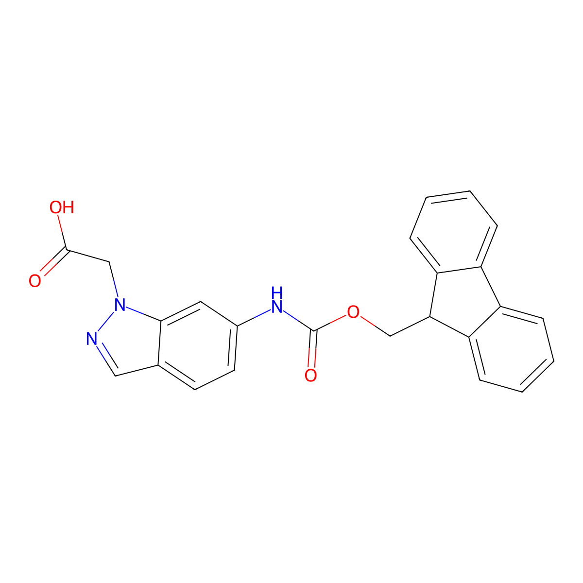 2-[6-({[(9H-fluoren-9-yl)methoxy]carbonyl}amino)-1H-indazol-1-yl]acetic acid molecular structure, CAS 2383913-81-1