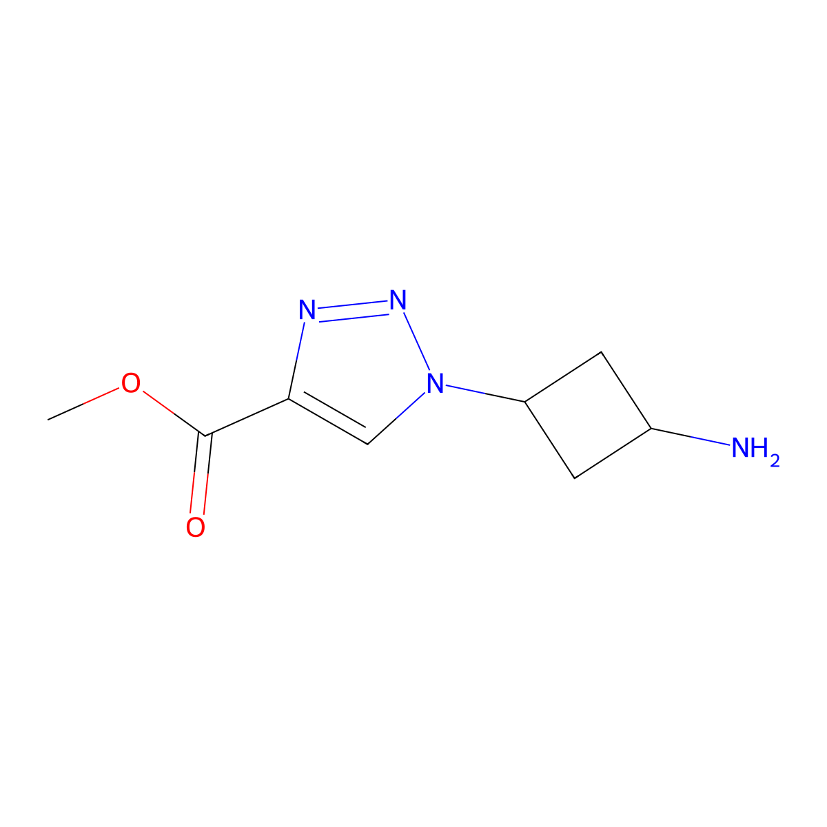methyl 1-(3-aminocyclobutyl)-1H-1,2,3-triazole-4-carboxylate molecular structure, CAS 2383914-39-2