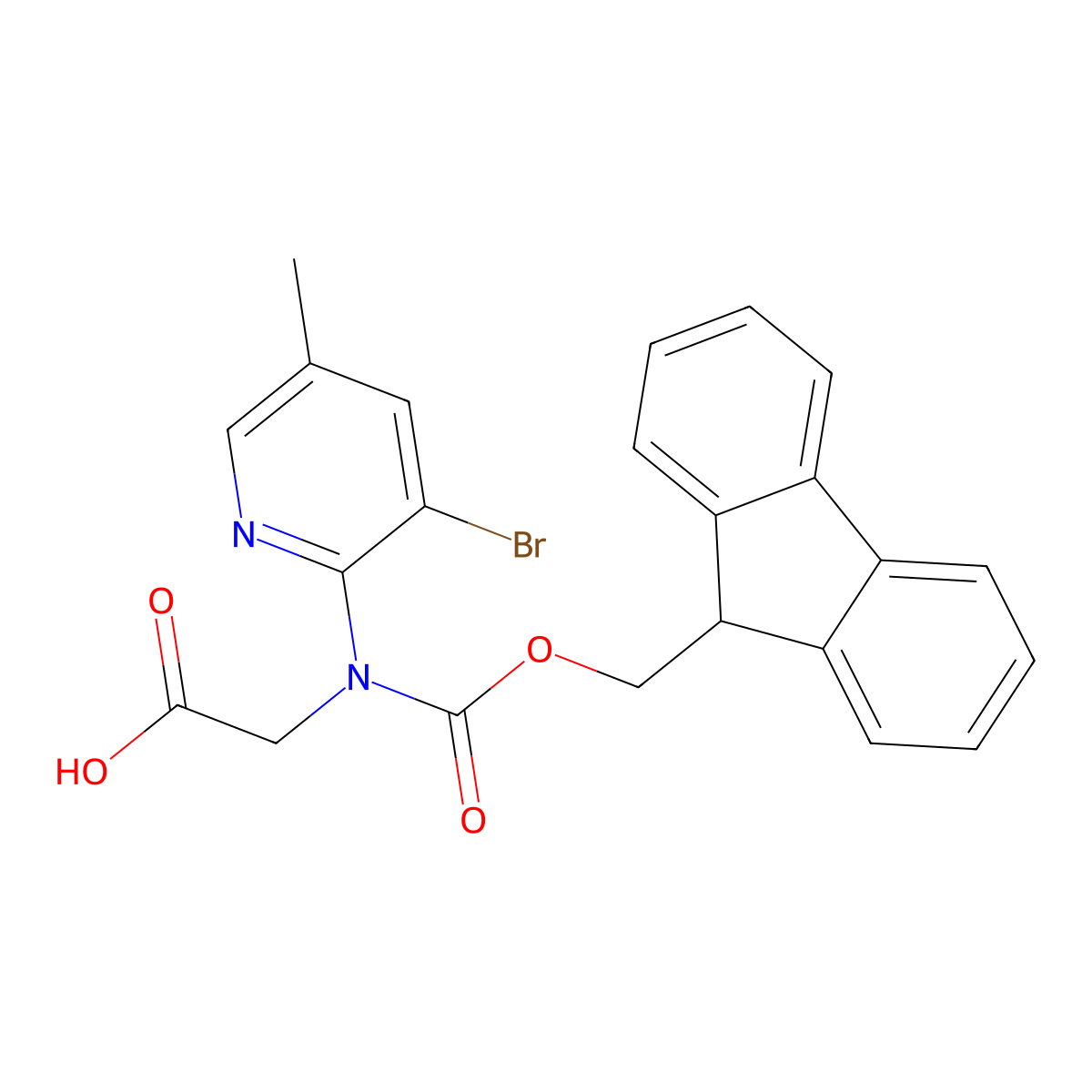 2-[(3-bromo-5-methylpyridin-2-yl)({[(9H-fluoren-9-yl)methoxy]carbonyl})amino]acetic acid molecular structure, CAS 2383926-28-9