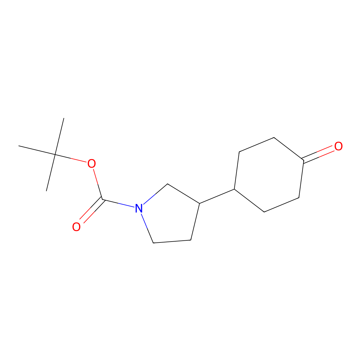 Tert-butyl 3-(4-oxocyclohexyl)pyrrolidine-1-carboxylate molecular structure, CAS 2383930-09-2