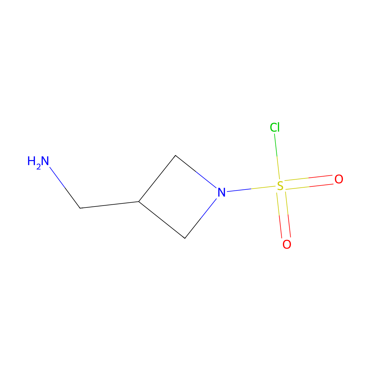 3-(Aminomethyl)azetidine-1-sulfonyl chloride molecular structure, CAS 2383934-80-1