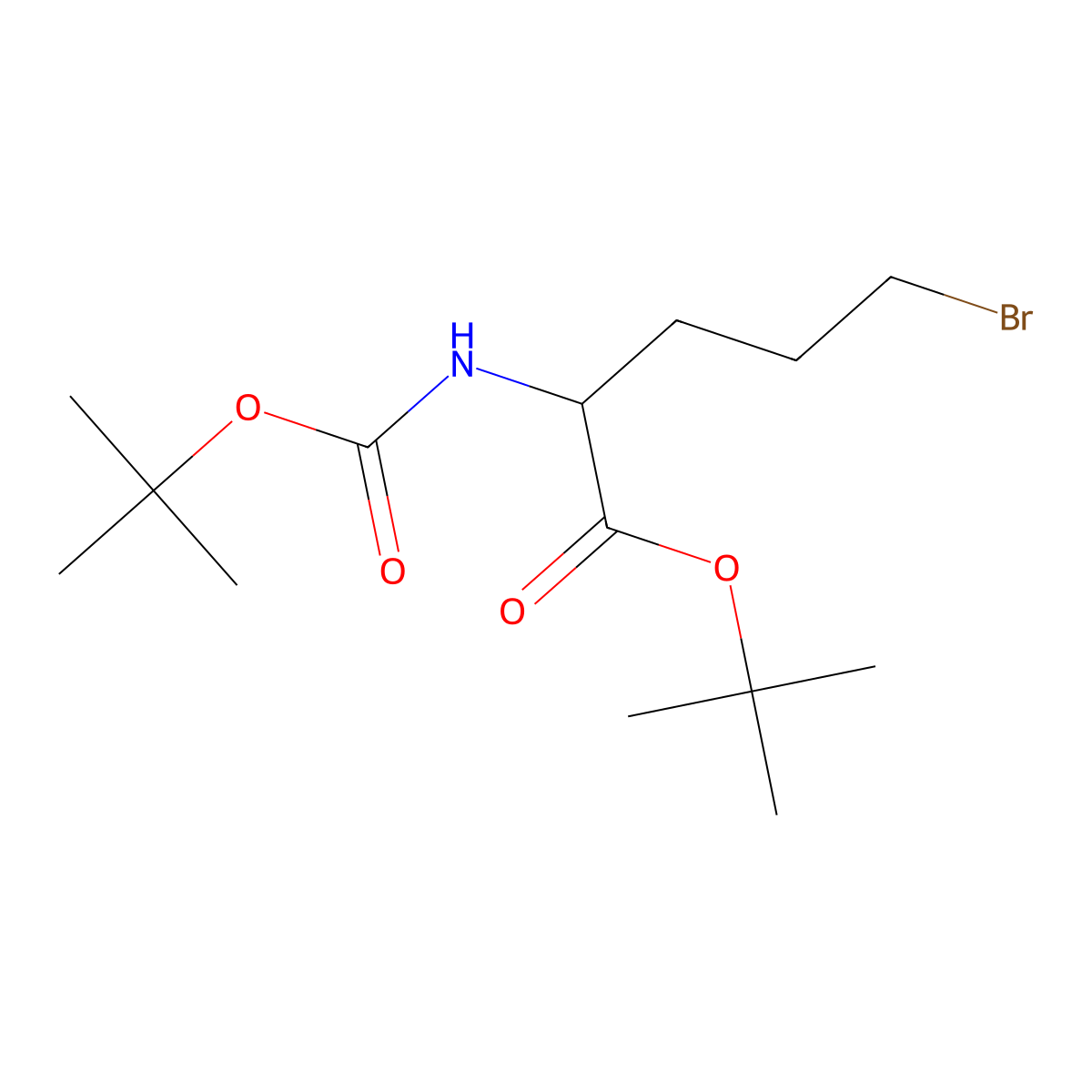 tert-Butyl 5-bromo-2-((tert-butoxycarbonyl)amino)pentanoate molecular structure, CAS 2383935-39-3